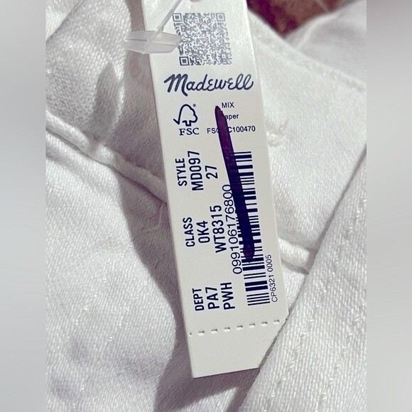 Madewell NWT 9" Mid-Rise Skinny Crop Jeans in Pure White Size 27 - Picture 10 of 11
